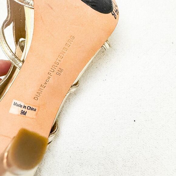 DVF Gold Metallic Cage Stiletto Heel Sandals Open Toe SIze 9 NWOB - Picture 3 of 5
